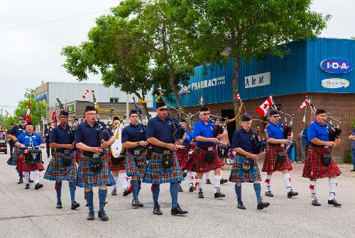 Celebrating Canada Day during FunFest 2019 with the Legion Pipe Band